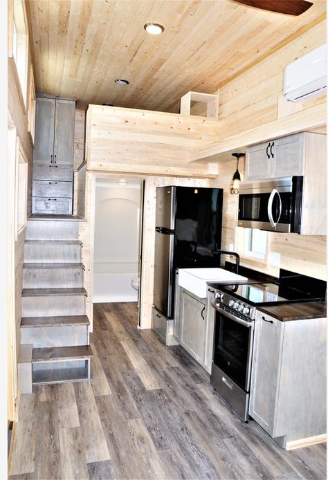 24-ft. Tiny House with a Stand Up Loft Two Loft Tiny House, Tiny Loft Apartment Floor Plan, 14x20 Tiny House With Loft, Tiny Home Layout 12x24, 12x24 Tiny House Loft, Guest Tiny House, 250 Sq Ft Tiny House, 20x8 Tiny House, 200 Sq Ft Tiny House With Loft