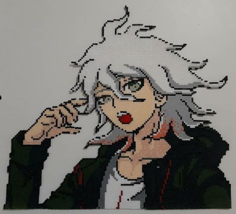 Nagito Pixel, Danganronpa Perler Beads, Danganronpa Perler, Danganronpa Pixel Art, Anime Perler, Melt Beads, Beads Designs, Nagito Komaeda, Melting Beads