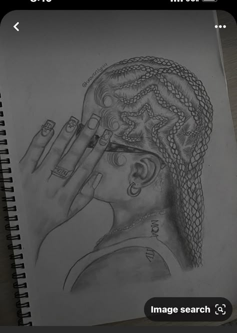 Black Art Sketches Drawings, Hairstyle Ideas For Drawing, Black Art Sketches, Drawing Cornrows, How To Draw Cornrows, Random Things To Draw Sketches, Draw Cornrows, How To Draw Braids Black, Jhene Aiko Drawing