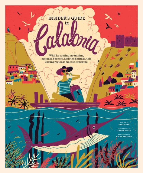 Airbnb Magazine on Behance Calabria Italy, Secluded Beach, Wedding Gift Boxes, Outdoor Quotes, Southern Italy, Italy Vacation, Travel Design, Calabria, Poster Vintage