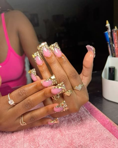 Gold Toe Nails, Quartz Nails, Acrylic Toes, Acrylic Toe Nails, Duck Nails, Drip Nails, Nails Design With Rhinestones, Colored Acrylic Nails, Short Square Acrylic Nails