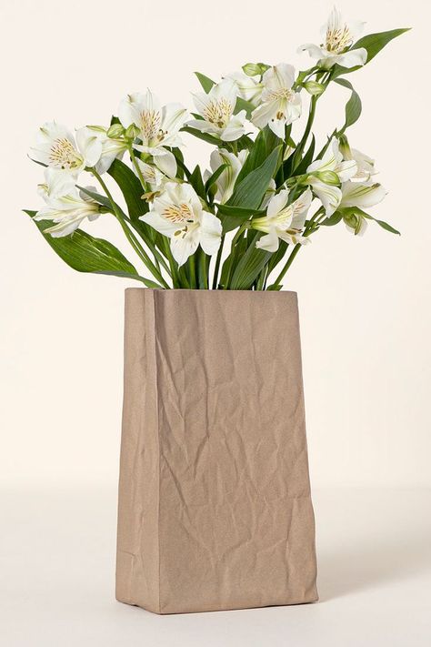 Ceramic Bag Vase, Aesthetic Cutouts, Uk Influencer, Ceramic Bag, Paper Bag Vase, Paper Bag Flowers, Newspaper Wrapping, Bag Vase, Pots Ideas