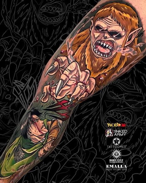 Beast Titan Tattoo, Levi Ackerman Tattoo, Levi Vs Beast Titan, Pop Tattoo, Anime Tats, Beast Titan, Titan Tattoo, Attack On Titan Tattoo, Greek Mythology Tattoos