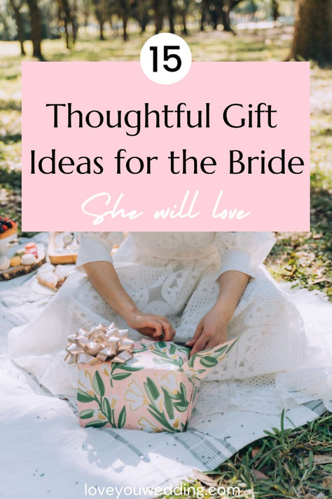 Surprise the bride with heartfelt gifts she’ll cherish forever! From personalized keepsakes and self-care essentials to fun, meaningful presents, this list of gift ideas are perfect for showing love and appreciation. These thoughtful ideas are sure to make the beautiful bride smile on her special day. Click now to explore unique gift ideas that every bride will adore! Bride Giveaway Ideas, Hens Party Gifts For Bride, Gifts To Give A Bride, Diy Wedding Souvenirs, Bride Presents, Present For Bride, Wedding Day Gift For Bride, Creative Bridal Shower Gifts, Bridal Gifts For Bride