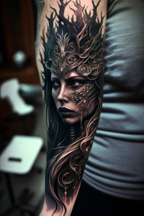 Amazon Warrior Tattoo, Frigga Goddess Tattoo, Female Viking Tattoo, Norse Goddess Tattoo, Viking Woman Tattoo, Viking Female Warrior Tattoo, Simple Armband Tattoo, Valkyrie Tattoos, Types Of Tattoos