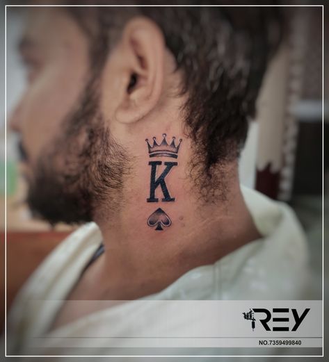 Hitesh Makwana The Creator | Later K | king 👑 | Crown |  Tattoo ☎️ 7359499840 to Book an appointment @rey_tattooist @hites6058 King Neck Tattoo, K King, King Crown Tattoo, Small Neck Tattoos, King Tattoos, Neck Tattoos, King Crown, Crown Tattoo, Png Text