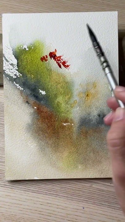 Fav watercolour colours 🧡💚🤎 #watercolorpainting #watercolour Different Watercolor Techniques, Watercolor Instruction Videos, Watercolour Background Tutorial, Watercolor Grass Texture, Loose Watercolour Painting, Watercolour Painting Tutorial, Water Colour Art Landscape, Aquarelle Painting Tutorial, Abstract Watercolour Painting