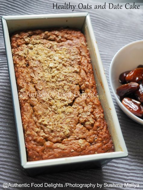 I have tried so many variations in dates cake...this being one of the best till date that I tried from here ...So good , gorgeous ,... Oatcakes Recipe Healthy, Healthy Fruit Cake, Bread Loafs, Dates Cake, Oat Cake Recipes, Healthy Oats, Cholesterol Recipes, Big Cake, Bread Puddings