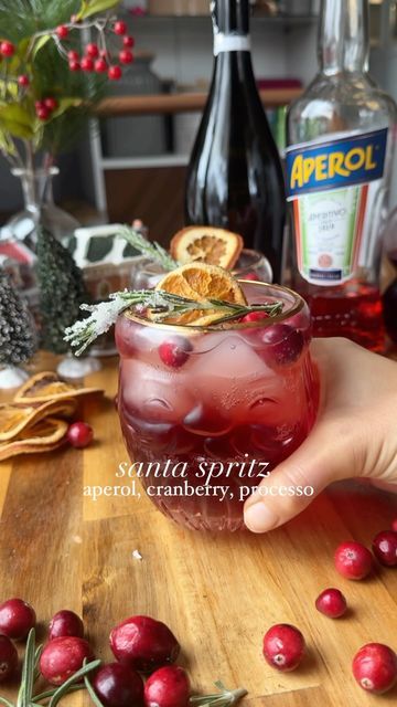 Santa Spritz Cocktail, Santa Spritz, Peyton Pratte, Easy Winter Cocktails, Holiday Drinks Alcohol, Winter Cocktail, Alcoholic Cocktails, Dried Oranges, Winter Cocktails