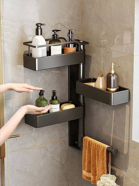 Shelf In The Bathroom, Shower Storage Solutions, Corner Shower Shelf, Shower Corner Shelf, Kitchen Spice Rack, Shower Essentials, Shower Floors, Bathroom Soap Holder, Kitchen Spice Racks