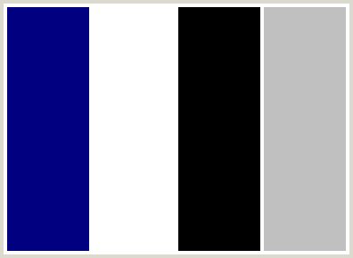 ColorCombo3 (#000080, #FFFFFF, #000000, #C0C0C0) Apartment Color Schemes, Black Color Palette, Grey Color Palette, Grey Color Scheme, Hex Color Codes, Bedroom Color Schemes, Blue Color Schemes, Garage Ideas, Blue Colour Palette