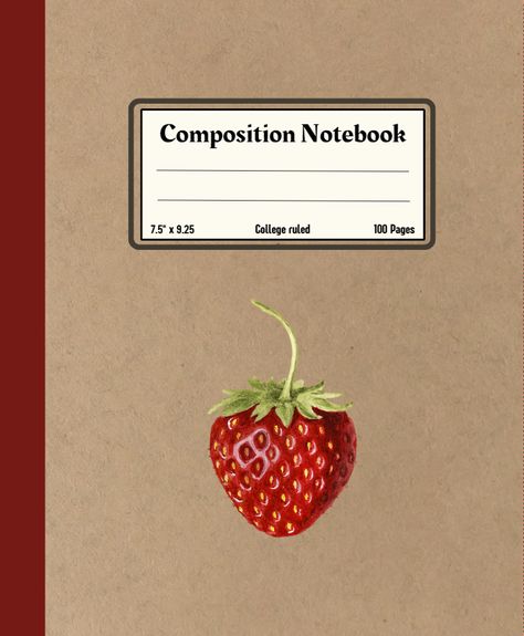 STRAWBERRY COMPOSITION NOTEBOOKS COLLECTION (check the other strawberry composition notebooks on our page) "Taste the sweetness of organization with our Strawberry Composition Notebooks!" 100 college ruled pages/ 7.5" X 9.25" (19.05 cm x 23.495 cm) #vintagenotebook #notebook #oldnotebook #vintage #retronotebook #vintagepaper #vintagejournal #retro #bulletjournal #deridefter #leathernotebook #sketchbook #journal #compositionnotebook #school #academy #Diary #scrapbookjournalaesthetic Strawberry Illustration, Paper Composition, School Diary, School Academy, Composition Notebooks, Sketchbook Journal, Journal Challenge, Vintage Paper Background, Notebook Cover Design