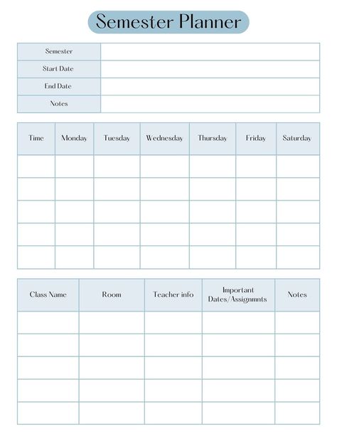 Student semester planner useful for organizing classes, assignments and teacher information. Instant download printable. Also compatible with Goodnotes. Student Weekly Planner Goodnotes, College Student Templates, Cool Notebooks For School, Student Planner Printable Aesthetic, Goodnotes College Planner, Semester Planner Template, Academic Planner Ideas, College Class Schedule Template, Assignment Planner Template