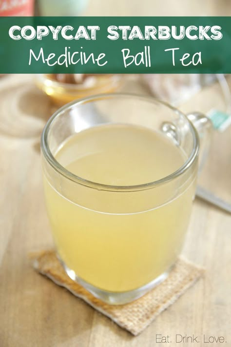 Copycat Starbucks Medicine Ball Tea Drink Recipes Starbucks, Starbucks Tea Recipes, Make Your Own Medicine, Honey Citrus Mint Tea, Starbucks Medicine Ball Tea, Starbucks Medicine Ball Recipe, Medicine Ball Tea, Starbucks Medicine Ball, Hot Tea Recipes