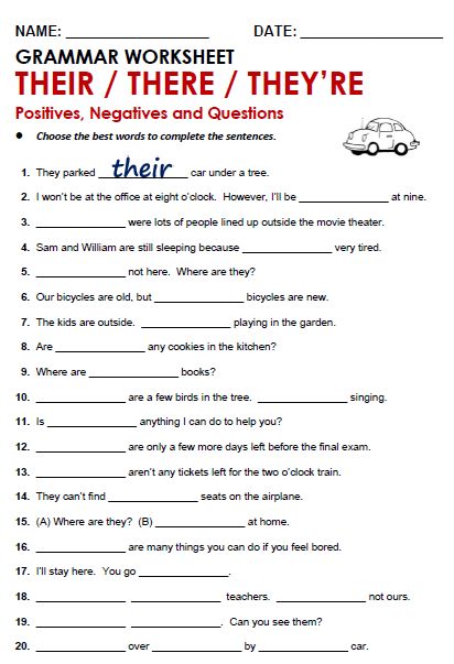 Picture Their And There, Their There And They're, Have And Has Grammar, Have Or Has Grammar, Grammar Worksheets Grade 5, Grammar Worksheets High School, English Grammar Worksheets With Answers, Its It's Grammar Worksheet, Middle School Grammar Worksheets