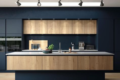 Hampton Kitchen, Black Kitchen Design, Bespoke Kitchen Design, Handleless Kitchen, Contemporary Kitchen Design, Oxford Blue, Blue Kitchen, Kitchen Room Design, Kitchen Inspiration Design