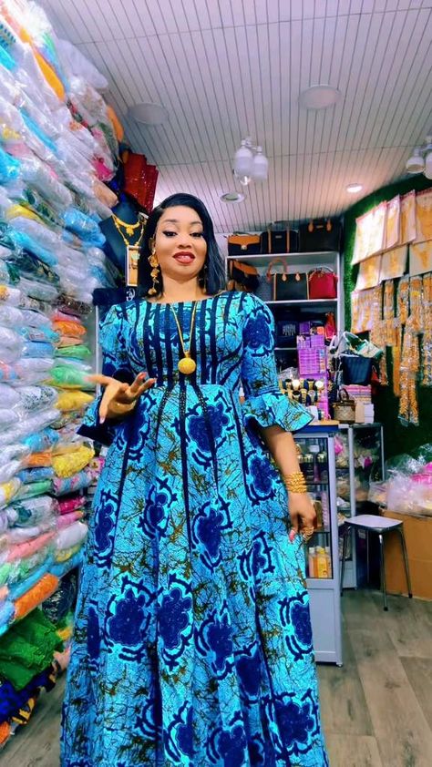 Robes Wax, Boubou Styles, Boubou Styles For Women, Bubu Gown, Bubu Gown Styles, Print Dress Designs, African Fabric Dress, Long African Dresses, African Print Dress Ankara