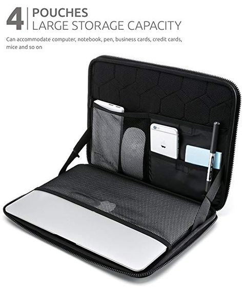 Protective Laptop Case Computer Sleeve: 14 - 15 Inch Laptops Carrying Cover for New Apple Macbook Pro, Microsoft Surface or Chromebook - Padded, Waterproof and Shockproof Hard Lap Top Cases – Black MULTI COMPATIBLE: Case only fits 15" New MacBook Pro with Touch Bar Late 2016 - 2018 (A1990 & A1707) SHOCKPROOF PROTECTOR: Hard shell provides shock resistance from drops, collisions & other impacts #laptop #accessories #case Dell Xps 15, New Macbook Air, Microsoft Surface Laptop, Lap Top, Newest Macbook Pro, Computer Sleeve, Surface Laptop, Dell Xps, New Macbook