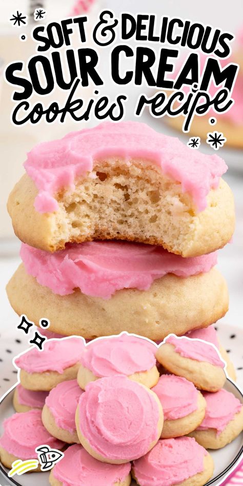 Sour Cream Cookies Recipes Using Sour Cream, Sour Cream Desserts, Sour Cream Cookies, Sour Cream Sugar Cookies, Quick Baking, Soft Cake, Ultimate Cookies, Fluff Desserts, Sour Cream Recipes