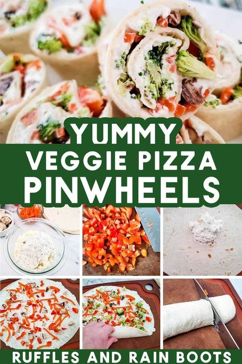 Vegetable Pizza Pinwheels, Veggie Pizza Roll Ups, Veggie Pizza Pinwheels, Vegetable Pinwheels Roll Ups, Vegtable Pizza, Vegetables Dip, Fresh Veggie Recipes, Farmhouse Recipes, Garden Pizza