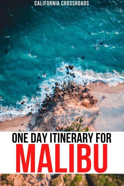 drone photo of a Malibu beach. text reads 'one day itinerary for malibu' Cielo Farms Malibu, What To Do In Malibu, Things To Do In Malibu, California Life, Vacation 2023, Santa Monica Mountains, California Trip, Travel California, Trip Destinations