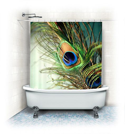 Peacock Bathroom, Peacock Shower Curtain, Teal Shower Curtains, Artistic Bathroom, Feather Fabric, Pink Shower Curtains, Bathroom Showers, Pink Showers, Bathroom Themes