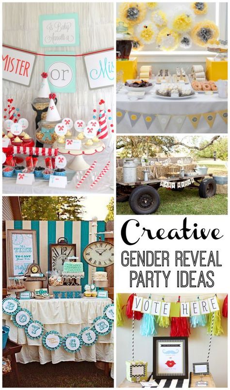 Gender Reveal Ideas For Party, Unique Gender Reveal Party Ideas, Gender Reveal Party Ideas, Reveal Party Ideas, Creative Gender Reveals, Gender Reveal Unique, Gender Reveal Party Theme, Event Planning Decorations, Gender Reveal Themes