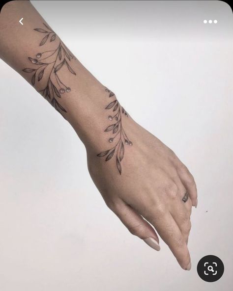 Small Tattoo For Women, Red Flower Tattoos, Wrap Around Wrist Tattoos, Wrap Around Tattoo, Cuff Tattoo, Wrap Tattoo, Flower Wrist Tattoos, Branch Tattoo, Farmhouse Wall Clock