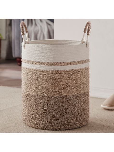 OIAHOMY Cotton Laundry Basket Woven Rope Laundry Hamper Large Storage Laundry BasketI discovered amazing products on SHEIN.com, come check them out! Toys In Living Room, Rope Laundry Basket, Basket For Clothes, Woven Hamper, Woven Laundry Basket, Decorative Storage Baskets, Blanket Basket, Laundry Baskets, Laundry Room Storage