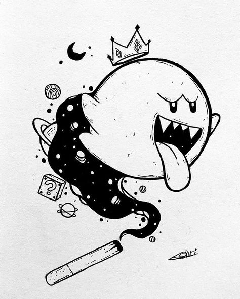 Arte Doodle, Logo Instagram, Doodle Art Drawing, Mario Art, Desenho Tattoo, Dark Art Drawings, Doodle Art Designs, Flash Art, Tattoo Design Drawings