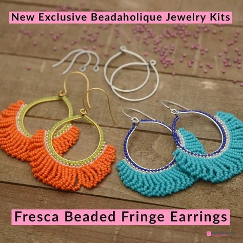 Learn to brickstitch seed beads onto a hoop and make a statement with a lovely looped fringe in colorful combinations to brighten your style! Circular Brick Stitch, Beaded Earring Patterns, Fringe Earring, Earring Kit, Beaded Earrings Diy, Bead Crochet Rope, Brick Stitch Earrings, Beaded Earring, Beaded Jewelry Tutorials