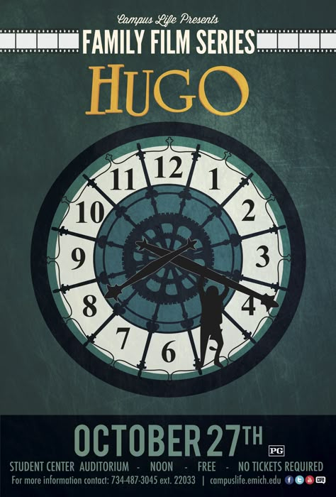 Hugo movie poster redesign Hugo Movie Poster, Hugo Movie, Movie Font, Akiane Kramarik, Hugo Cabret, Architectural Graphics, Movie Design, Graphic Shapes Design, Graphic Shapes