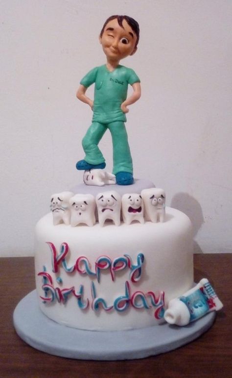 Dentist Retirement Cake, Dentist Cake Ideas Birthday, Dentist Cake Design, Dentist Cake Ideas, Dental Cake Ideas, Dentist Theme Cake, Dentist Birthday Cake, Tooth Cake Design, Happy Birthday Dentist