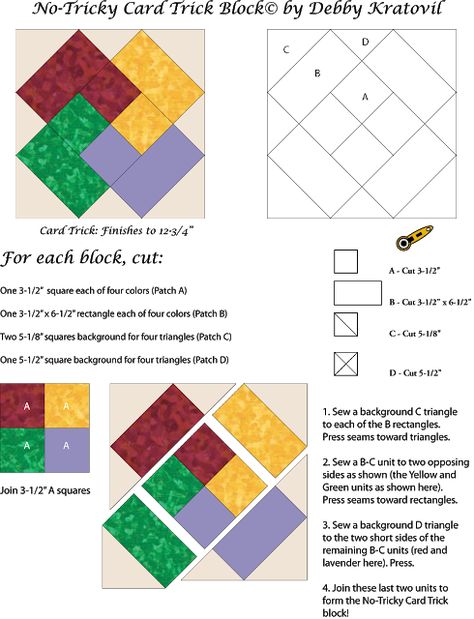 Debbies No Tricky Card Trick – Quilting Cubby Easy Card Tricks, Quilt Blocks Easy, Make A Quilt, Quilt Block Patterns Free, Quilt Square Patterns, Easy Quilt, Quilt Care, Quilt Magazine, Patchwork Quilt Patterns