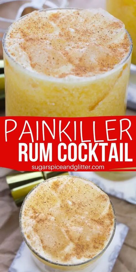 Canning Cellar, Painkiller Drink, Mom Drinks, Spiced Rum Drinks, Coconut Rum Punches, Painkiller Recipe, Painkiller Cocktail, Coconut Rum Drinks, Rum Drinks Recipes