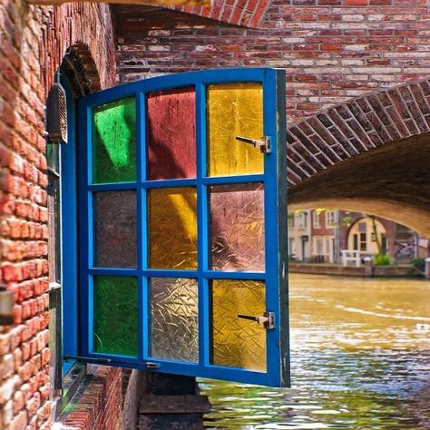 Architecture Art Nouveau, Utrecht Netherlands, An Open Window, Beautiful Windows, Window View, Open Window, Through The Window, Utrecht, Stained Glass Windows