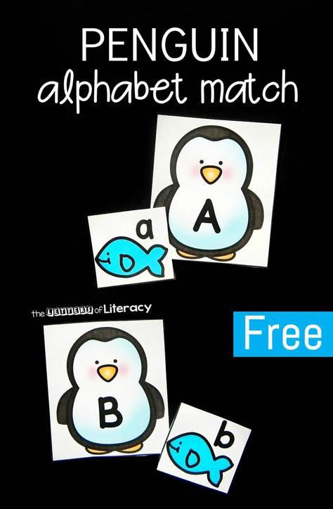 This penguin themed printable alphabet match is a super fun winter literacy center for preschool and kindergarten to work on upper and lowercase letters! W Is For Winter Preschool, Penguin Unit Preschool, Penguin Name Craft, Penguins Activities For Preschoolers, Winter Language Activities Preschool, Penguin Activities For Preschool, Penguin Preschool Activities, Penguin Alphabet, Penguins Preschool