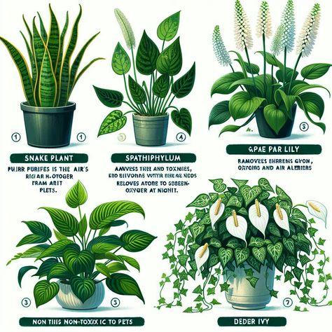 1.Snake Plant (Sansevieria trifasciata): Snake plants are known for their ability to purify the air by removing toxins like formaldehyde and benzene. They also release oxygen at night, making them great for improving indoor air quality and promoting better sleep.2.Peace Lily (Spathiphyllum): Peace lilies are excellent at removing common indoor air pollutants such as benzene, formaldehyde, and trichloroethylene. They also help to increase humidity levels, making them beneficial for those with dry Peace Lilies, Peace Lily Plant, Sansevieria Trifasciata, Snake Plants, Improve Indoor Air Quality, Remove Toxins, Peace Lily, Snake Plant, Indoor Air Quality