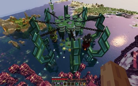 Minecraft Battle Arena Ideas, End Base Minecraft, Minecraft End Base, Mega Base Ideas Minecraft, Ocean Monument Base Minecraft, Megabase Ideas, Futuristic Minecraft Builds, Megabase Minecraft, Minecraft Ocean Base