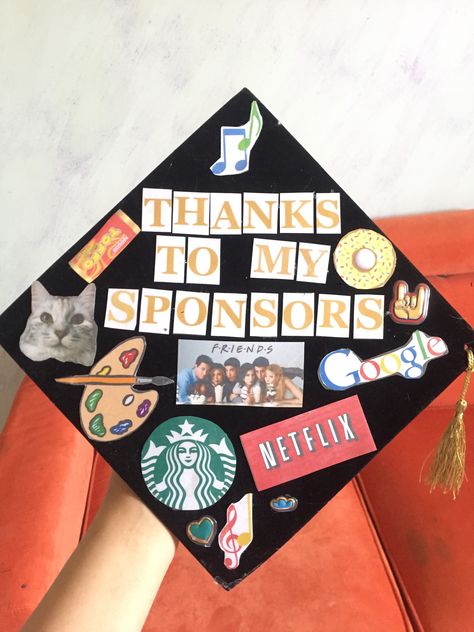 That was my graduation cap “ Friends , Cat , Netflix, google , Starbucks “ Coffee Graduation Cap, Graduation Cap Friends Tv Show, Starbucks Graduation Cap, Graduation Cap Designs Friends Tv Show, Friend Graduation Caps, Graduation Cap Friends, Best Friend Graduation Caps, Graduation Caption Ideas, Bachelors Degree Graduation