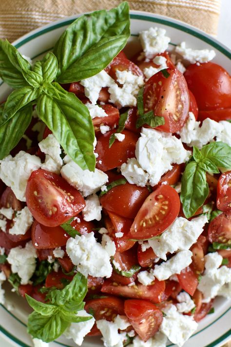 Tomato Cheese Salad, Tomato Basil Feta Salad, Tomato Salad With Feta, Cherry Tomato Feta, Tomato And Feta Salad, Lunch Ideas Salad, Cherry Tomatoes And Feta Cheese, Tomato And Feta, Tomato Feta Salad