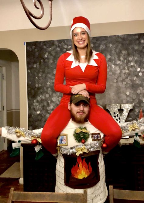 Funny Christmas Outfits For Couples, Diy Couples Christmas Sweaters, Christmas Couple Outfits Party, Couples Ugly Christmas Sweaters Diy, Ugly Sweater Couple Ideas, Couple Ugly Sweater Ideas, Couples Christmas Costumes, Diy Ugly Christmas Sweater Couples, Couples Ugly Sweater Ideas