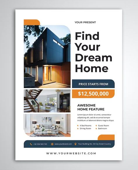 PSD Property Flyer Design To Let Board For Rent, Property Flyer Design, Real Estate Flyer Design, Business Flyer Design, Real Estate Banner, Property Brochures, Real Estate Advertising, Real Estate Marketing Design, Flyers Design