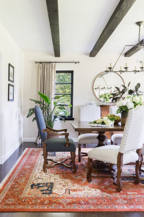 The Dreamiest Spanish Revival Home | lark & linen Spanish Revival Dining Room, Spanish Revival Interior, Spanish Dining Room, Amanda Barnes, Dark Wooden Furniture, Spanish Revival Home, Spanish Home Decor, Spanish Modern, Spanish Decor