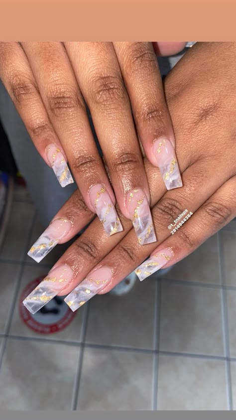 Nails Acrylic Marble White, Square Nails Gold Design, Marble Gold Nails, Marble Ombre Nails, Bougie Nails, Marble Nails Design, Iconic Nails, What Nails, Everyday Nails