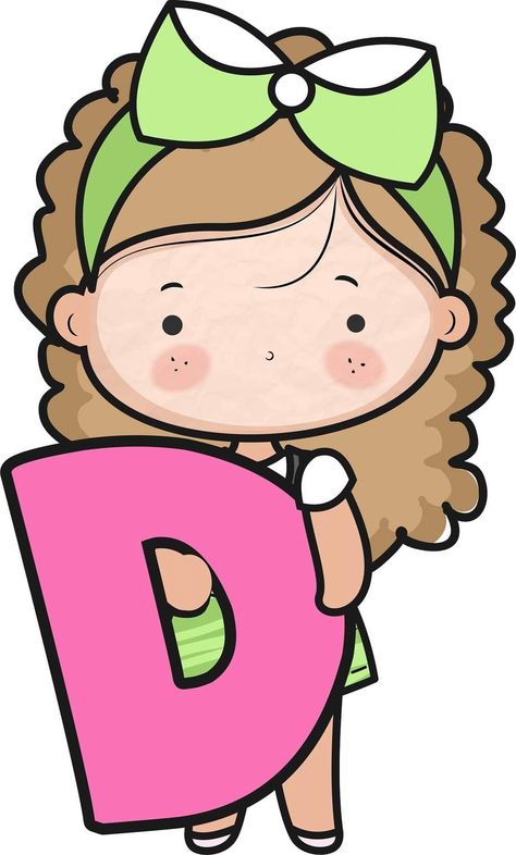 Fotos De Myrna En Salon De Clases | Dibujos Para Preescolar The Letter D, Wooden Alphabet, Baby Boy 1st Birthday, Little Doodles, Bubble Letters, Alphabet For Kids, Letter D, People Illustration, School Decorations