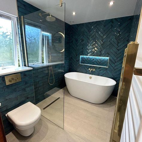 Throwing it back to one of our favourite bathrooms from last year featuring stunning Vintage Blue metro tiles. Bathroom by @piperplumbingandheating . #bathroominspiration #bathroominspo #bathroomtiles #bluebathroom #bluetiles Metro Tile Bathroom Ideas, Metro Tile Bathroom, Blue Tiles Bathroom, Bathroom Blue Tile, Metro Tiles Bathroom, Bathroom Tiles Design Ideas, Vintage Range, Contemporary Bathroom Decor, Blue Bathroom Tile