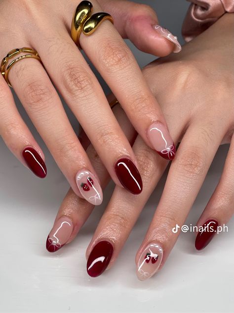 Nails 2024 Trends Winter, Korean Fall Nails, Basic Fall Nails, Short Fall Nail Designs, Short Fall Nail, Girly Nails, Hoco Nails, Nails Trending, Wine Nails