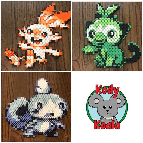 Grookey Pokemon, Bead Projects, Perler Bead Art, Fuse Beads, Perler Bead, Perler Beads, Bead Art, Assemblage, Pixel Art