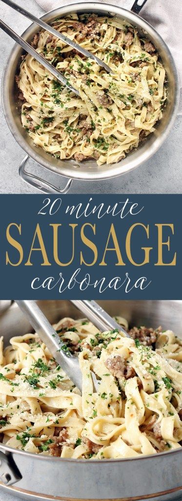 20-Minute Sausage Carbonara Sausage Carbonara, Milk Chicken, Chicken Carbonara Recipe, Weeknight Pasta, Chicken Carbonara, Fast Meals, Yummy Pasta, Cooking Chicken, Carbonara Recipe